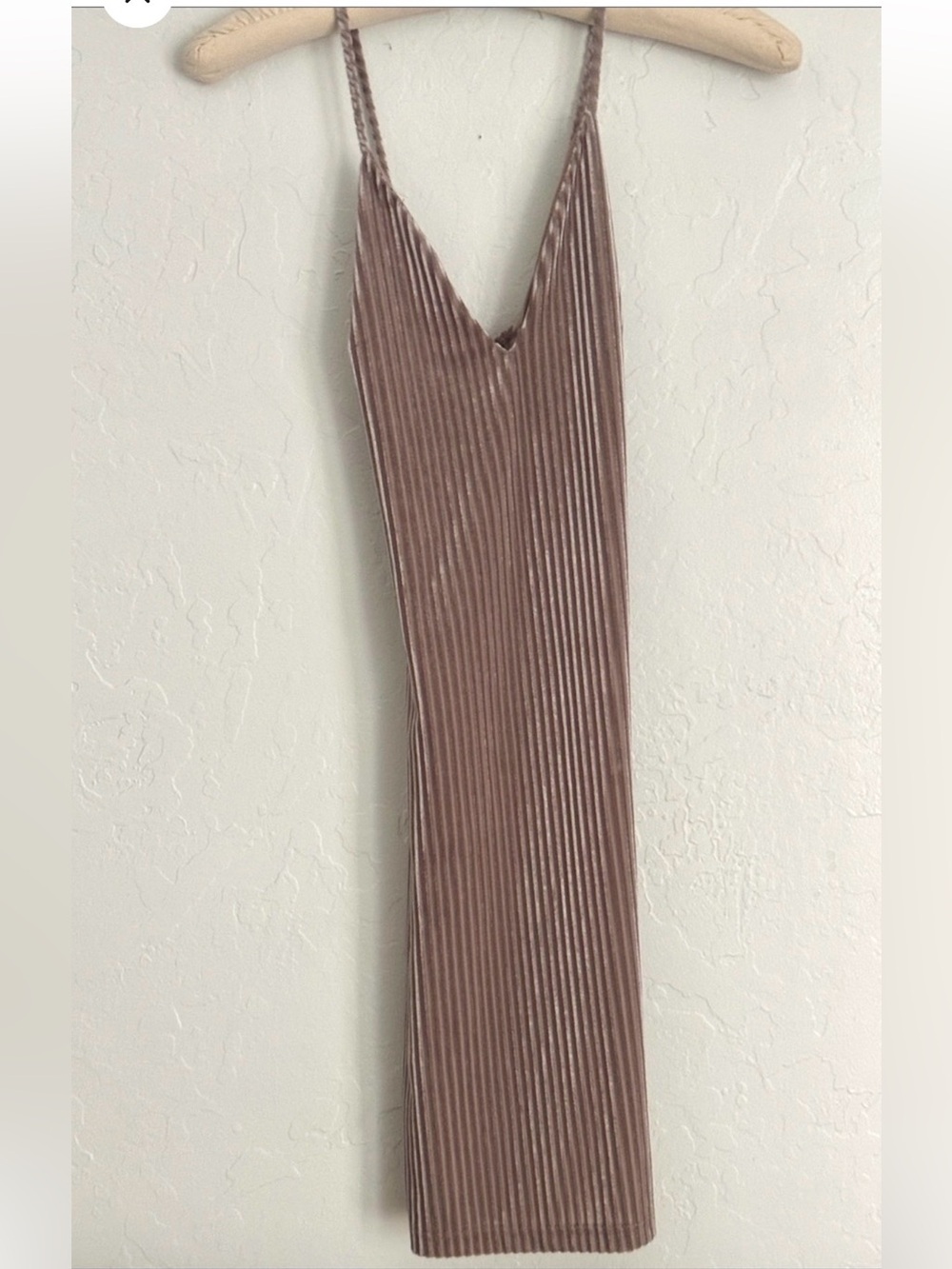 Vintage 90s Y2K Ribbed Velvet Bodycon Mini Dress in Taupe Beige Small XS